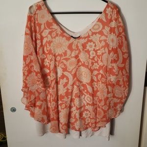 Rafaella floral open back poncho tank